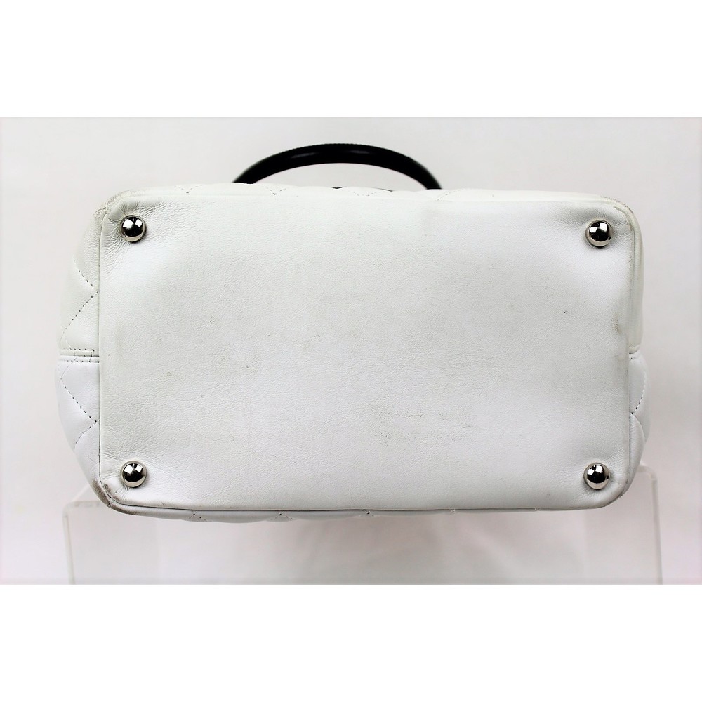 Chanel Python Cambon Tote Handbag White Black - image 5